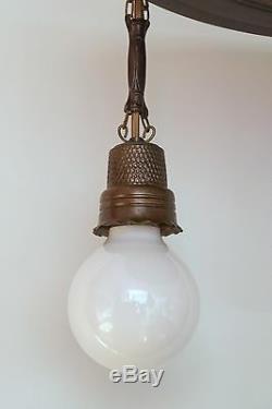 Unique Original Art Déco Plafonnier Lampe à Suspension Paroisse 1900 en Laiton