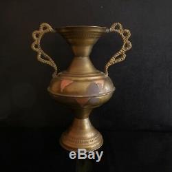 Vase amphore cuivre laiton fait main orient art nouveau déco PN France N2890