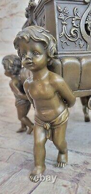 Véritable Bronze Laiton Chérubin'Holding' Vase Figurine Vintage Art Déco 10
