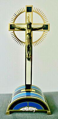 Vintage Erhard & Söhne Germany Art Déco Croix Crucifix Laiton Jésus Époque 1930