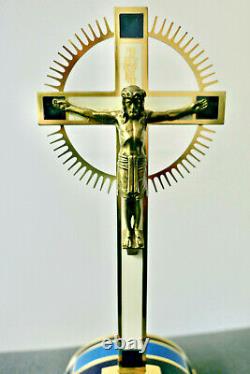 Vintage Erhard & Söhne Germany Art Déco Croix Crucifix Laiton Jésus Époque 1930