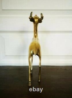 Vintage Magnifique Cerf En Laiton Statue Sculpture Hauteur 26 Cm Brass Deer