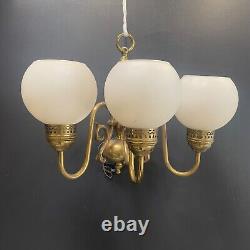 Vintage Opaline Wall Sconce with 3 Lights in Brass, Art Deco Lighting