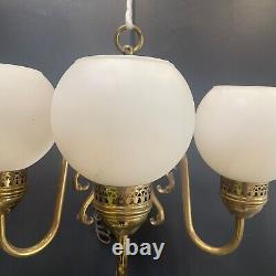 Vintage Opaline Wall Sconce with 3 Lights in Brass, Art Deco Lighting