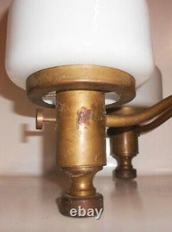 Vintage en Laiton Plafonnier Lampe à Suspension 5armig Verre Déco Avant 1945